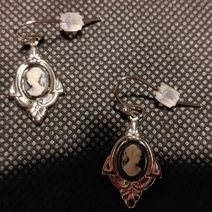 Beautifully Designed Antique Plated Cameo Earrings
